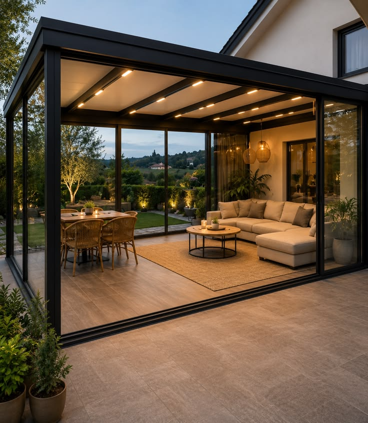 Villa Bahçesi ile Bütünleşen Cam Kış Bahçesi