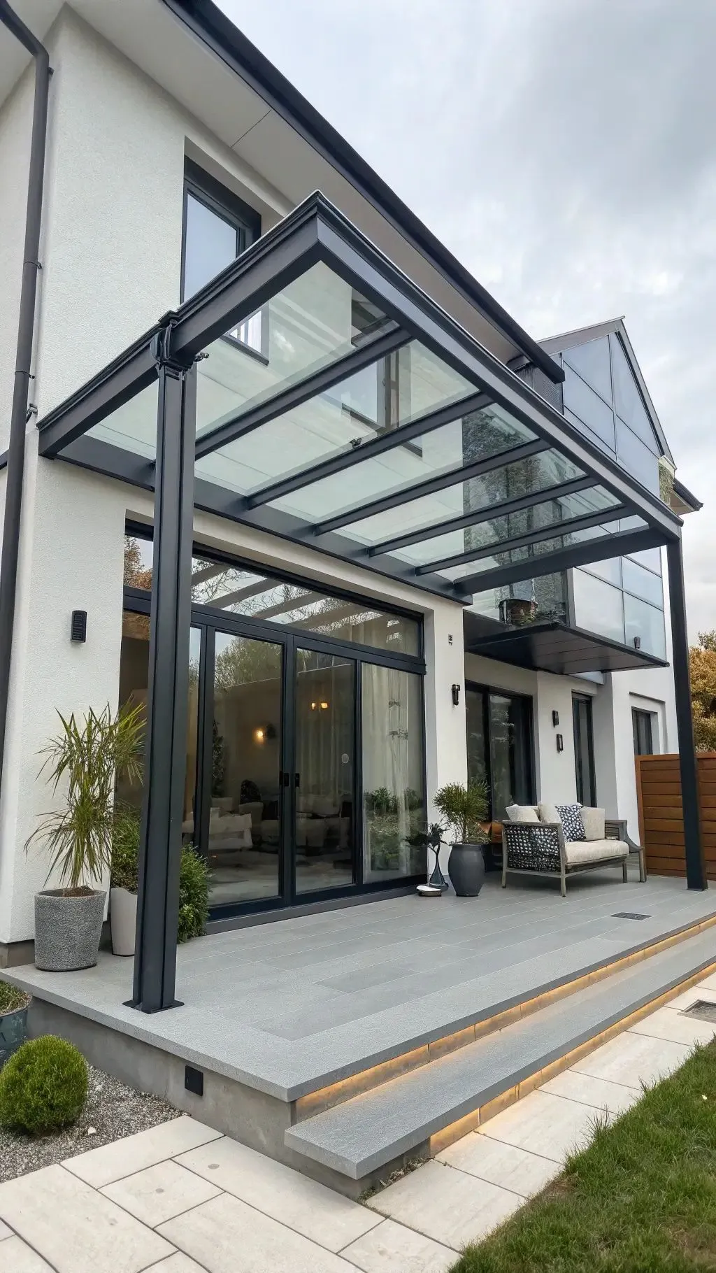 Havuz Kenarına Uygulanmış Modern Biyoklimatik Pergola Sistemi