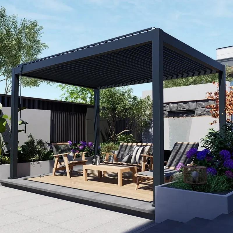 Yağmur ve Güneş Sensörlü Biyoklimatik Pergola Sistemi